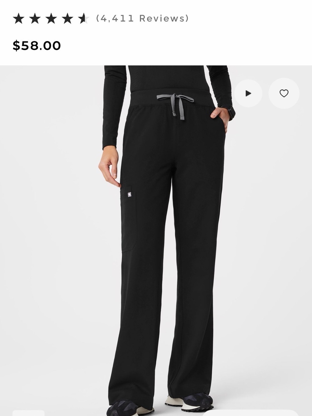 Isabel High-Rise Wide-Leg scrub pant black size small